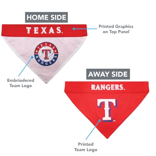 MLB Dog Bandana - Texas Rangers Reversible Pet Bandana, Small/Medium