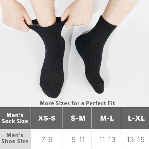 Brula Men's 98% Cotton Cushioned Ankle Athletic Socks - Medium-Large, 4 Pairs, Black