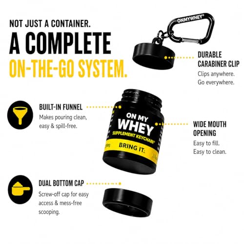ONMYWHEY Portable Protein Funnel 180ml - Double Scoop Travel Dispenser Keychain