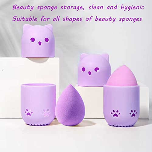 Makeup Sponge Travel Case & Drying Stand Set - Pink & Purple