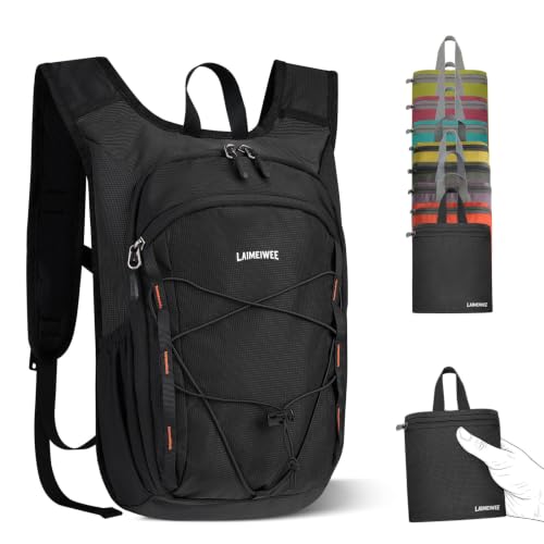 LAIMEIWEE Black 13L Foldable Hiking Backpack - Lightweight Travel Daypack for Men & Women