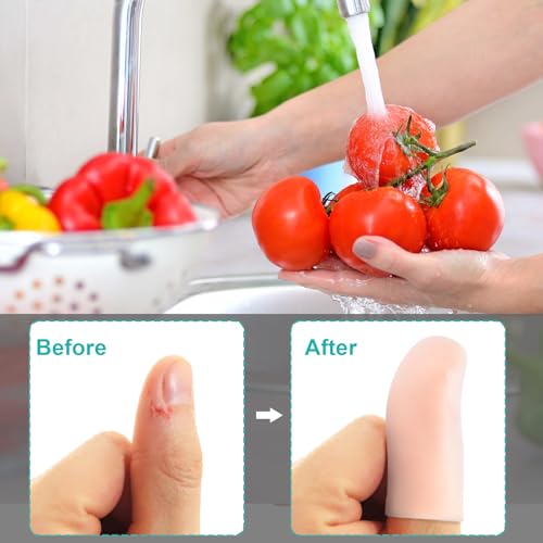 10PCS Silicone Finger Protectors - Gel Thumb Guard for Arthritis Relief - Beige