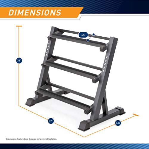 3-Tier Dumbbell Rack - Heavy-Duty Weight Storage Organizer - Dark Grey