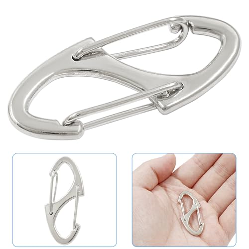 20-Pack 1.6" Metal Spring Snap Hooks - Silver Carabiner Clips