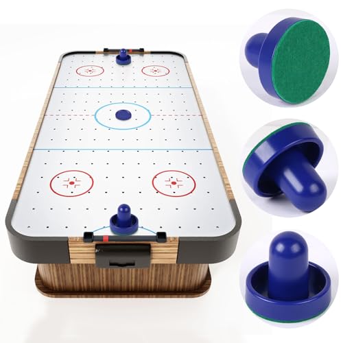 Air Hockey Pushers and Pucks Set - 2 Handles & 4 Blue Pucks
