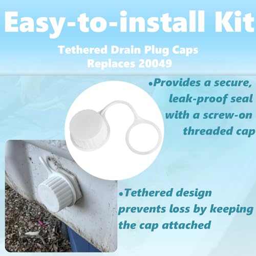 Threaded Drain Plug Cap with Tether - 2 Pack for Igloo Coolers