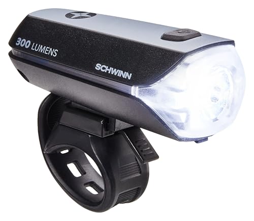 Schwinn 400 Lumen USB Headlight + Taillight 3 Modes, Side-Lens Beam – Black/Grey