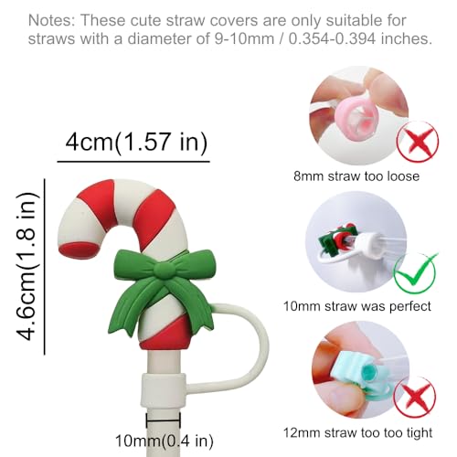 Candy Cane Straw Cover for 10mm Straws - Red