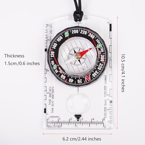 Multifunctional Waterproof Outdoor Compass with Ruler & Lanyard