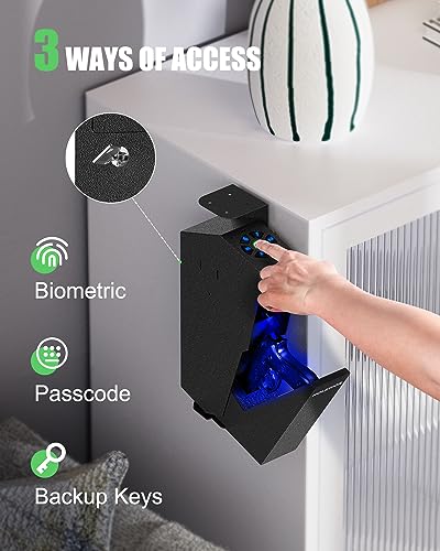 Biometric Gun Safe for Handgun - Quick Access Passcode & Fingerprint