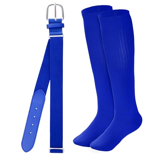 Baseball Socks and Belt Combo Set - Blue, Large