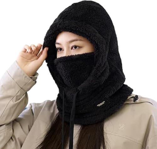 Windproof Winter Balaclava Face Mask - Fleece Ski Mask, One Size Black
