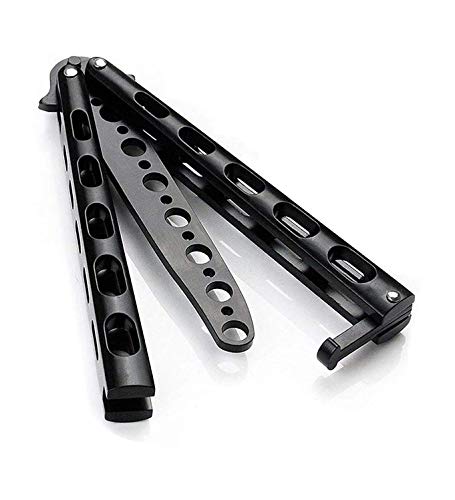 Butterfly Knife Trainer Practice - Enhanced Black Steel - Safe for Beginners