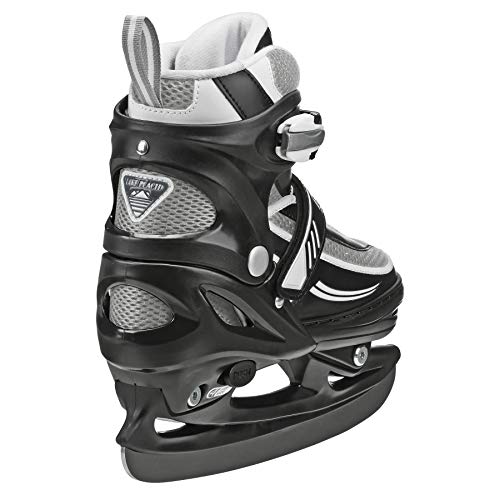 Adjustable Youth Ice Skates - Black/White/Grey, Size Small Junior 10-13