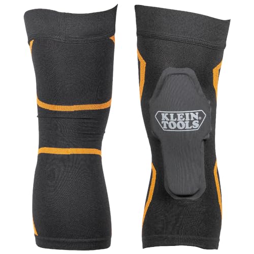 Klein Tools 60623 Knee Pad Compression Sleeve, Knee Support for Construction, Workers and Athletes, Black, M/L