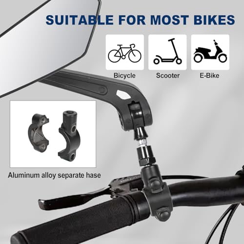 ptiysta Universal Bike Mirror - 360° Rotating Handlebars Side View