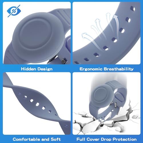 Waterproof Silicone Bracelet for AirTag - Kids Tracker Band, 2 Pack