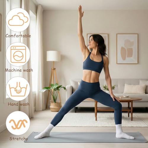 Non-Slip Pilates Grip Socks for Women - White / Size 5