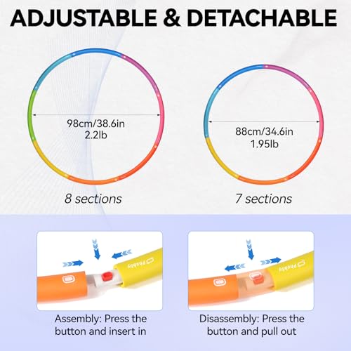 Weighted Exercise Hoop for Adults - 2.2lb Adjustable Fitness Kit