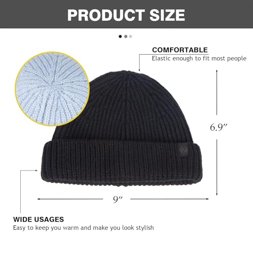 Winter Beanie Hat - 2 Pack Fisherman Trawler Skull Caps - Beige & Black