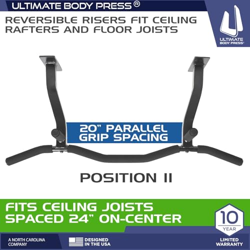 Ceiling Mount Pull Up Bar with Reversible Risers - Ultimate Grip