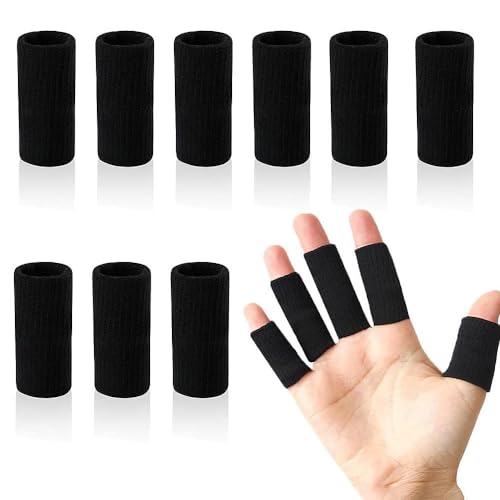 Finger Sleeve Protectors - 10Pcs Black Set for Sports & Arthritis Relief