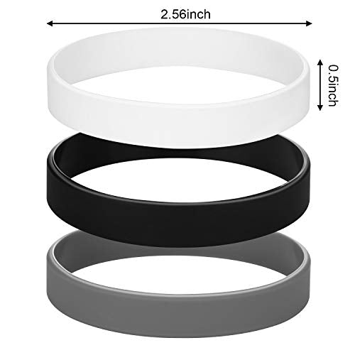 12 Solid Color Silicone Wristbands - Blank Rubber Bracelets