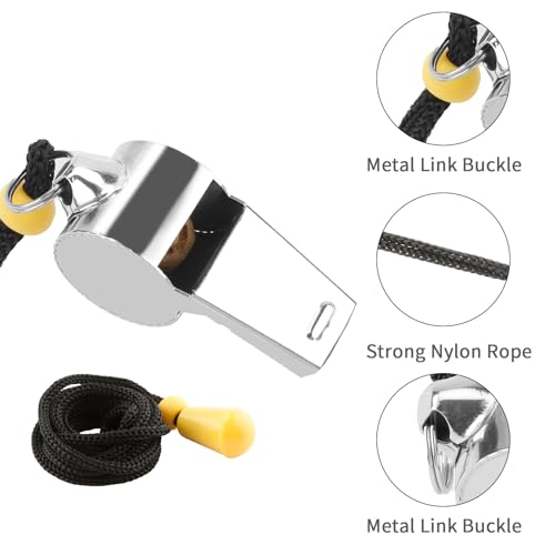 Stainless Steel Referee Whistle with Lanyard - 1 Pack