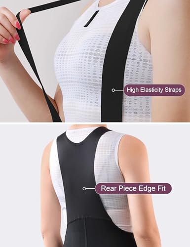 Women's Black Padded Cycling Bib Shorts High Waisted Breathable Bicycle Shorts X-Large