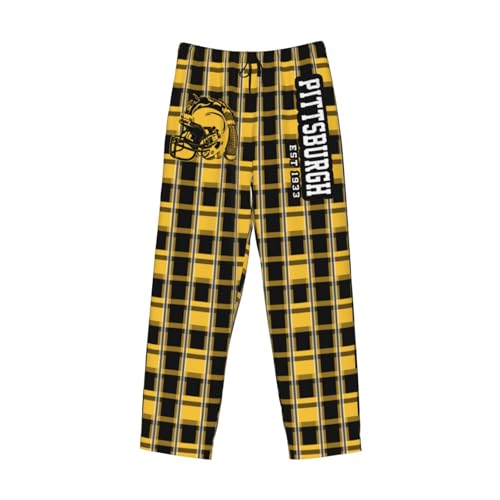 Men's Plaid Pajama Pants with Custom Name & Number - Large Pittsburgh