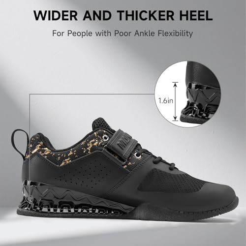 Professional Weightlifting Shoes for Men - 12.5 Women/11 Men - Obsidian Black