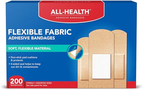 All Health Fabric Adhesive Bandages, Assorted Sizes, 200 Count