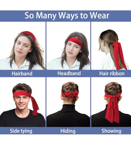 Sport Tie Headband for Athletics & Training - Moisture-Wicking Red