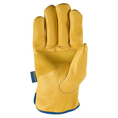 Wells Lamont Men¡¯s Adjustable HydraHyde Full Leather Work Gloves | Water-Resistant | Medium (1164M)