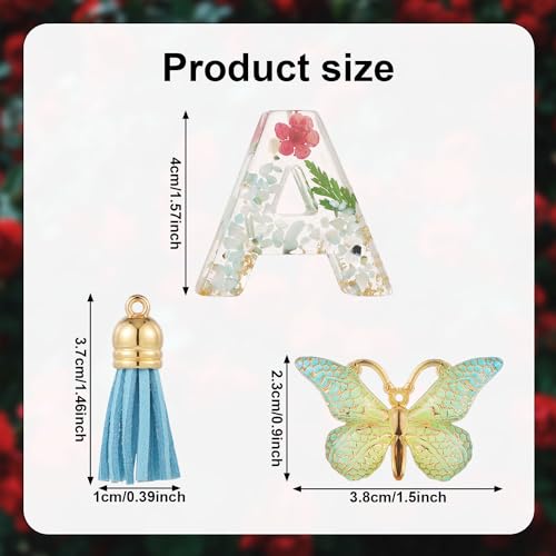 Bottle Chain for Tumbler with Letter A Charm, Butterfly & Tassel - Gold