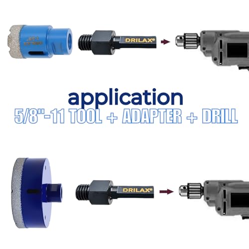 Drilax 5/8"-11 to 1/2" Drill Adapter | Heavy-Duty Triangle Shank for Threaded Diamond Hole Saws & Grinding Cups | Converts Angle Grinder Accessories to Standard Drills