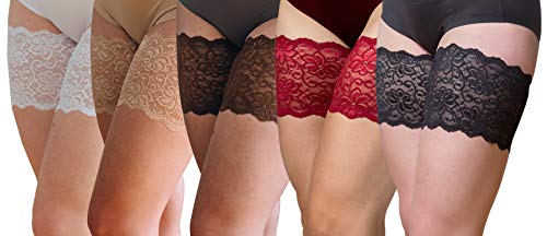 Anti-Chafing Thigh Bands for Comfort and Style - Lace & Solid