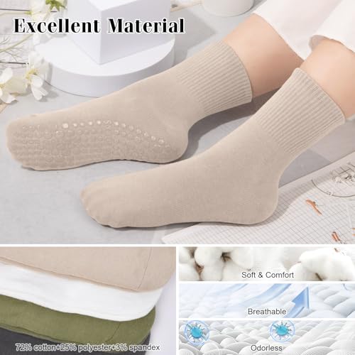 Non-Slip Grip Pilates Socks for Women - Green, White, Brown, Gray