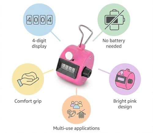 4-Digit Mechanical Hand Tally Counter - Manual Clicker with Finger Ring