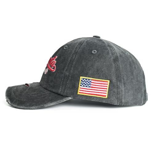 BEHDIJ Vintage Washed 3D Embroidered Baseball Cap L-Atlanta - Adjustable Cotton Dad Hat for Men Women Teens
