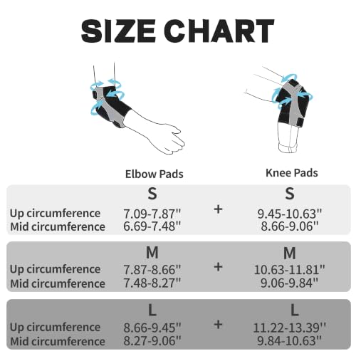 Kids Black Knee & Elbow Pad Set for Sports Protect Gear - S Size