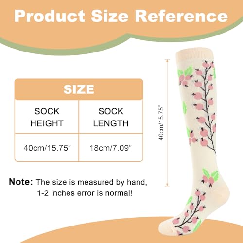 Knee High Compression Socks - 3 Pairs for Men & Women - Flower3