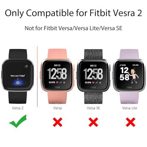 Screen Protector Case for Fitbit Versa 2 - 3 Pack, TPU All-Around Protection - Rose Gold/Rose Pink/Silver