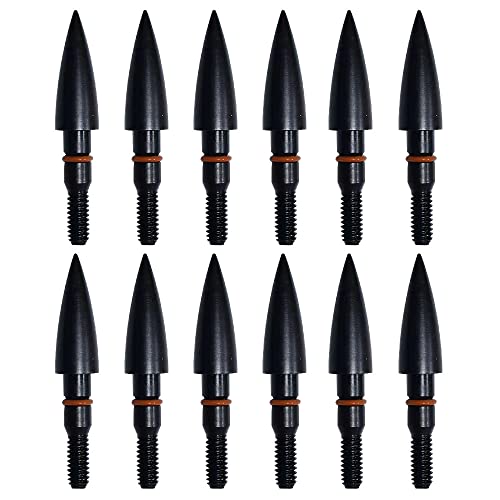 Archery Field Points - Steel Screw-In Tips, 100-300 Grains (12 Pack)