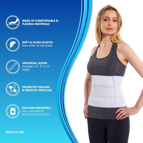 Abdominal Binder Waist Support Belt - Compression Wrap for Men & Women