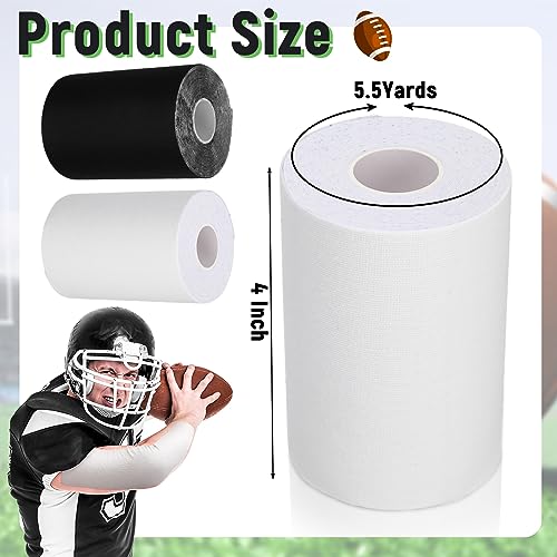 Jenaai Black and White Football Turf Tape - 33ft Support & Injury Prevention