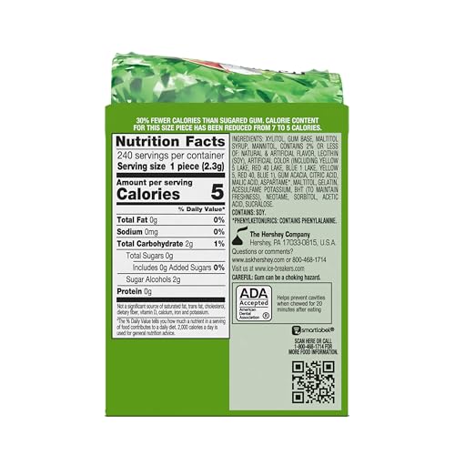 Ice Breakers Ice Cubes Kiwi Watermelon Sugar-Free Chewing Gum Bottles 6 Pack (40 Count Each)