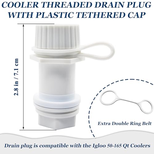 Threaded Drain Plug Replacement with Tethered Cap for Igloo Coolers