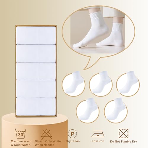 RICOTNSOCS Women's Cotton Quarter Crew Socks 6-10 / 01 White - 5 Pairs