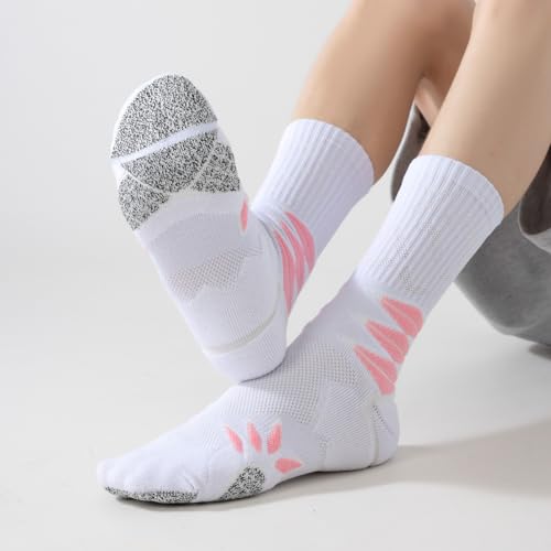 Athletic Crew Socks - 4 Pairs Breathable Cushioned Sports (6-12)